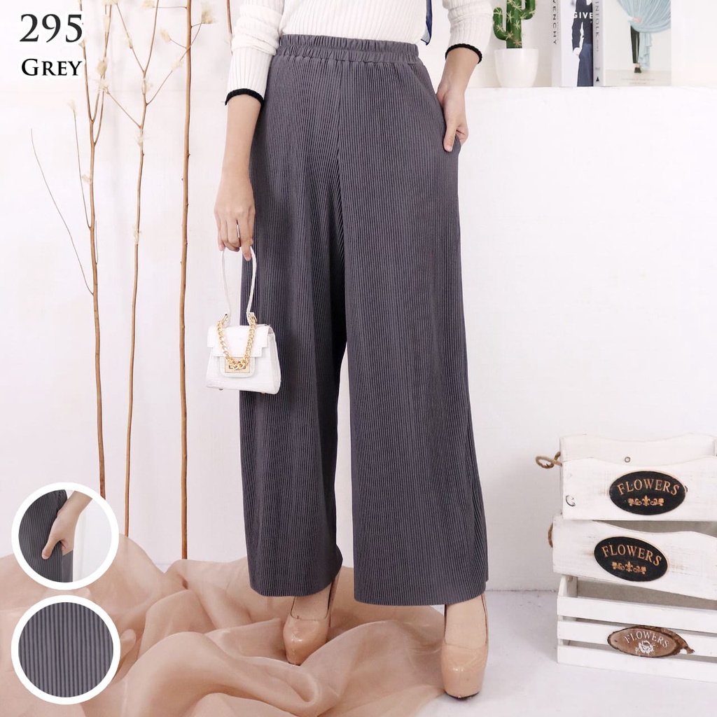 KULOT BASIC 295 PLISKET LIDI ADA KANTONG PLEATS PANT KULOT PLISKET