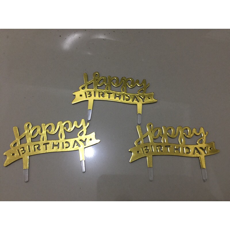 Topper Tulisan Happy Birthday Warna Emas 1 pcs