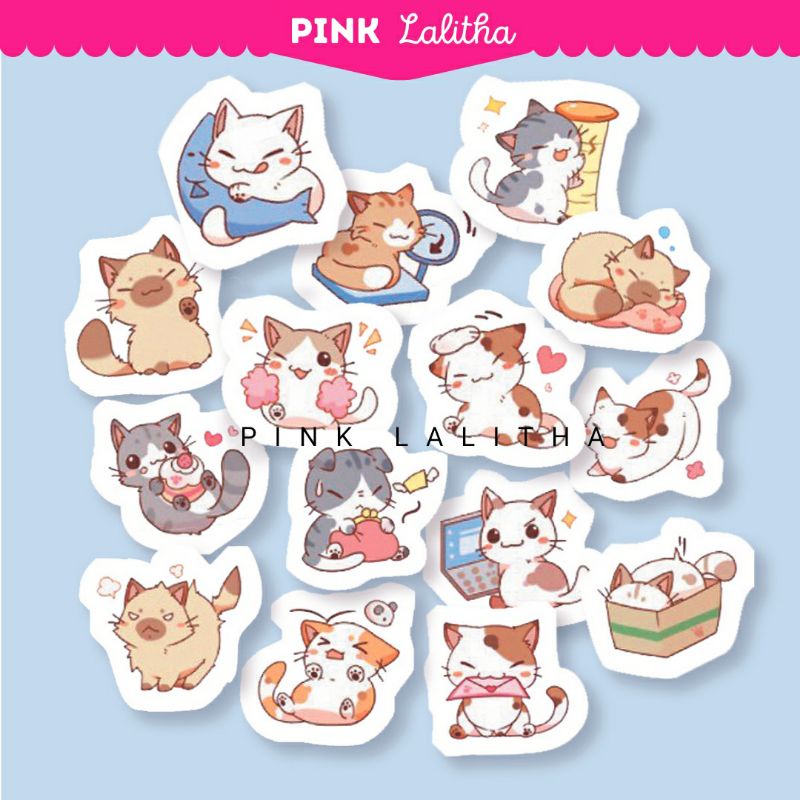 

♥️[Pink Lalitha]♥️ 15 pcs Stiker tumblr / stiker aesthetic / stiker scrapbook / stiker cute korea
