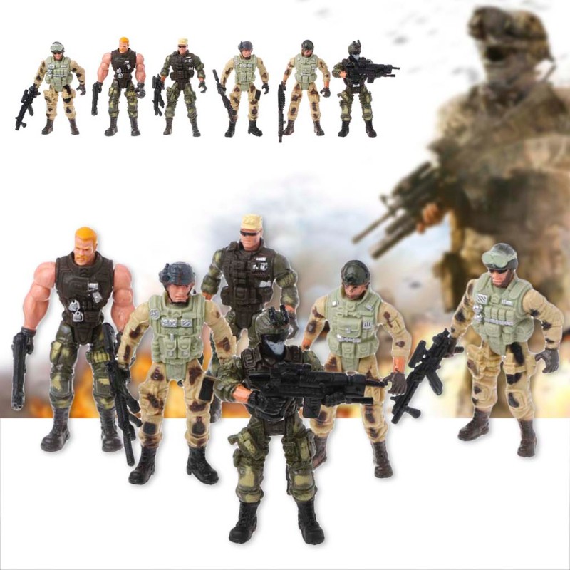 Wili❃ 6Pcs/Set Action Figure Army Soldiers Toy with Weapon Military Figures Child Toy