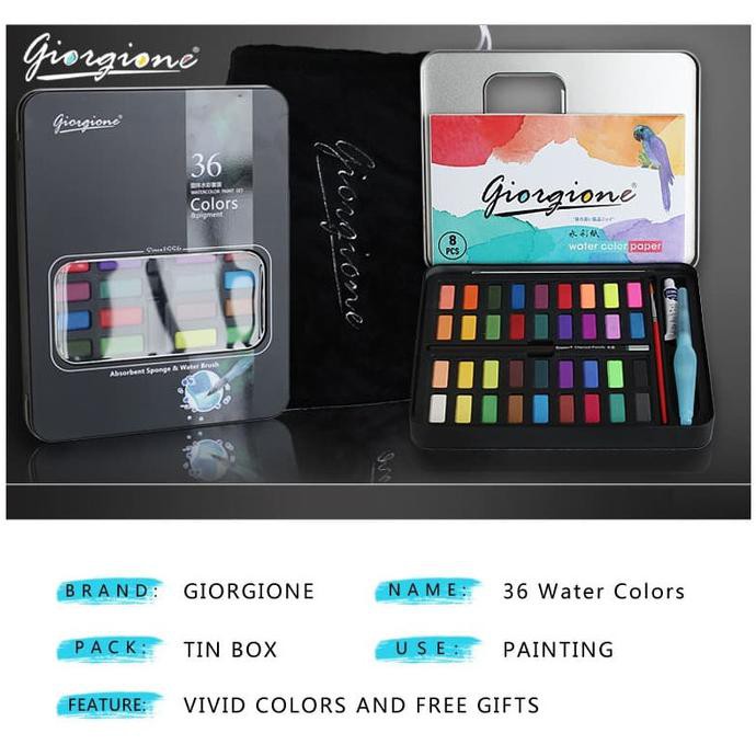

Stok Baru! Giorgione 36 Colors Solid Watercolor Box Set Termurah