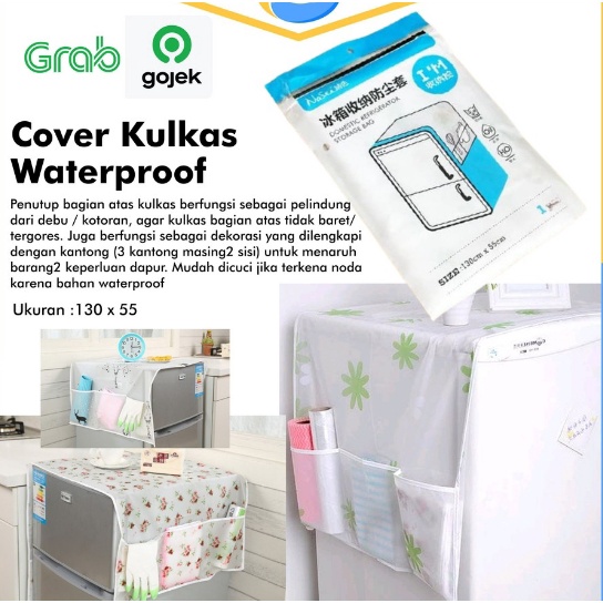 TAPLAK COVER KULKAS MURAH | TAPLAK KULKAS WATERPROOF ANTI AIR | SARUNG KULKAS 1 DAN 2 PINTU