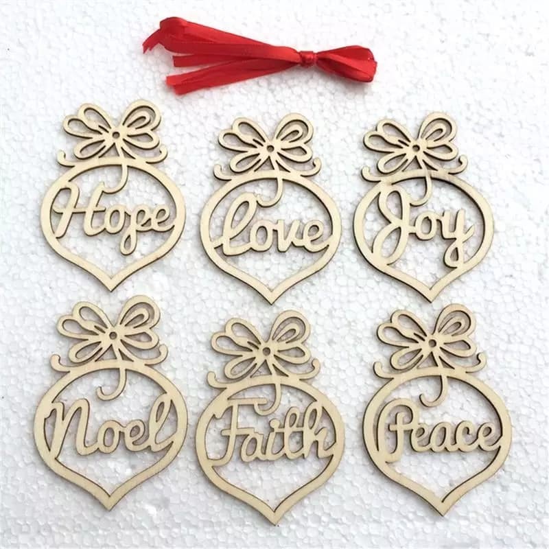 hiasan natal gantung kayu christmas 6 pcs natal natural wood