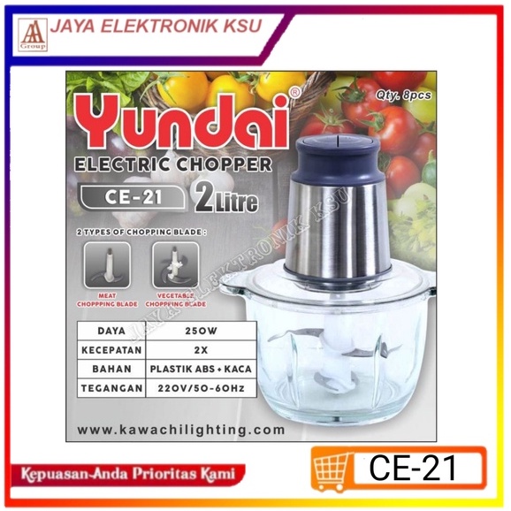 YUNDAI CE-21 Chopper Elektrik Kaca Kapasitas 2 Liter