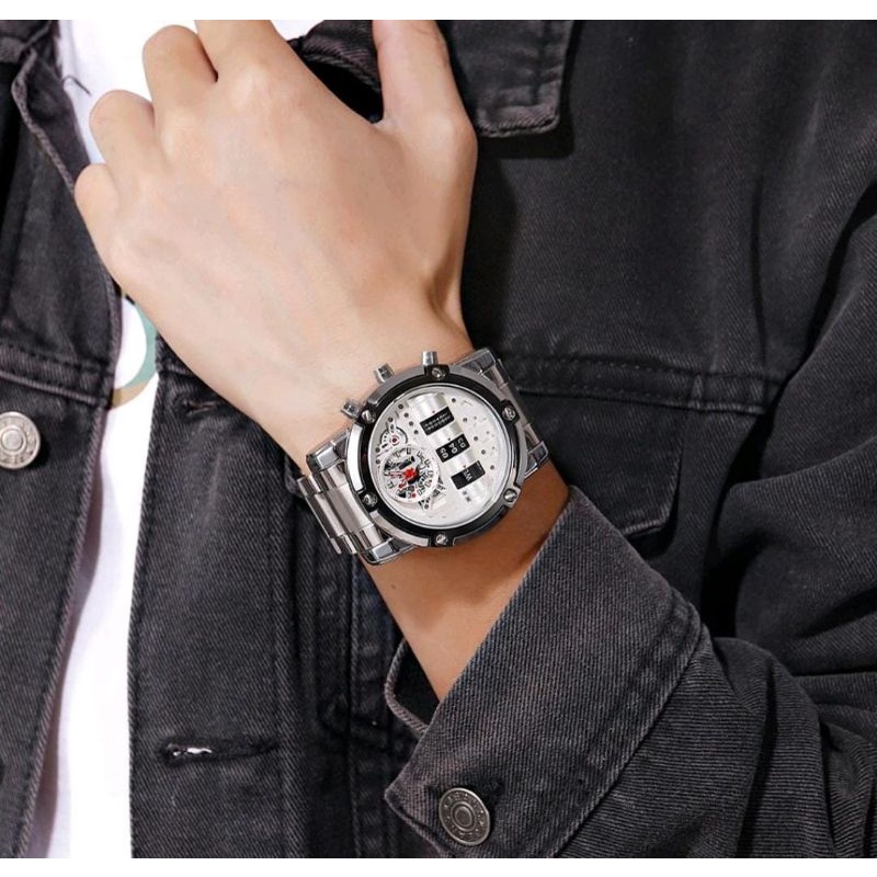 Trending Jam Tangan SKMEI 1558 Jam Tangan Pria Analog Tali Stainless Trendy