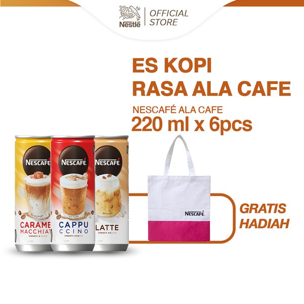 

(BISA COD) NESCAFE Kopi Minuman Kaleng Ala Cafe 220ml x 6pcs Gratis Tote Bag