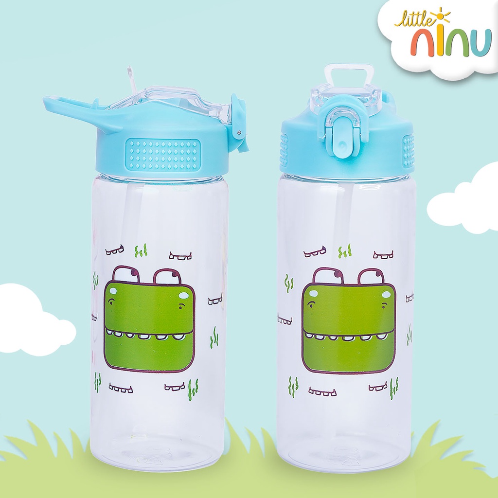 LITTLE NINU Botol Minum Anak Sedotan Straw Water Bottle Karakter 700 ml