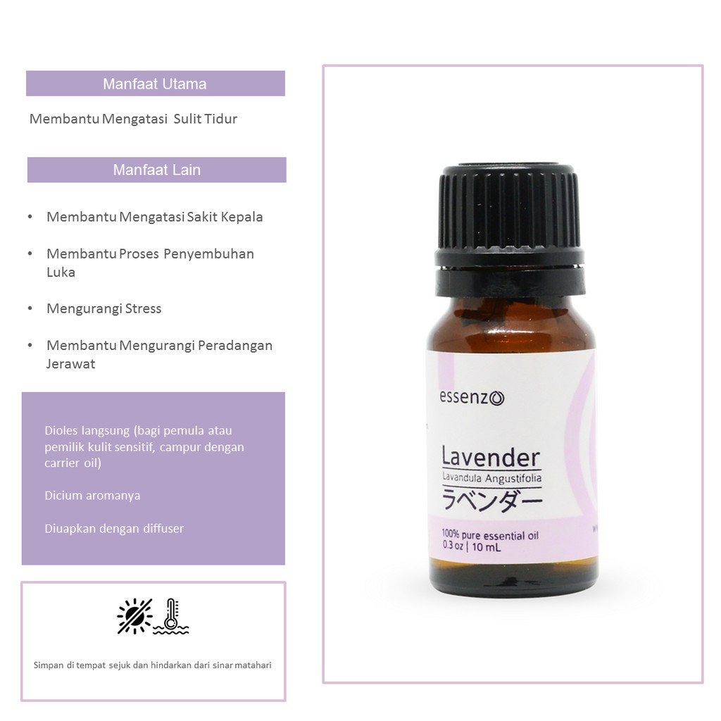 Jual Lavender Essential Oil Dari Essenzo Aromatheraphy Minyak Atsiri Insomnia Sulit Susah Tidur Indonesia Shopee Indonesia