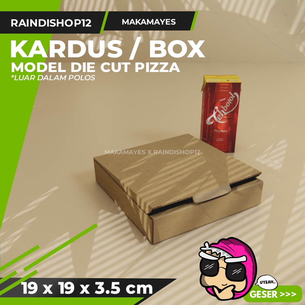 

(MIN 11 PCS) BOX 19 X 19 X 3.5 CM KARDUS DIE CUT PIZZA KEMASAN PACKAGING KADO