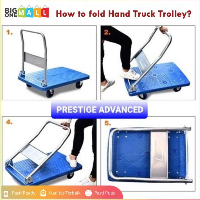 Trolley Lipat Hand Truck 450Kg, Troli Dorongan Barang, Troly Plastik