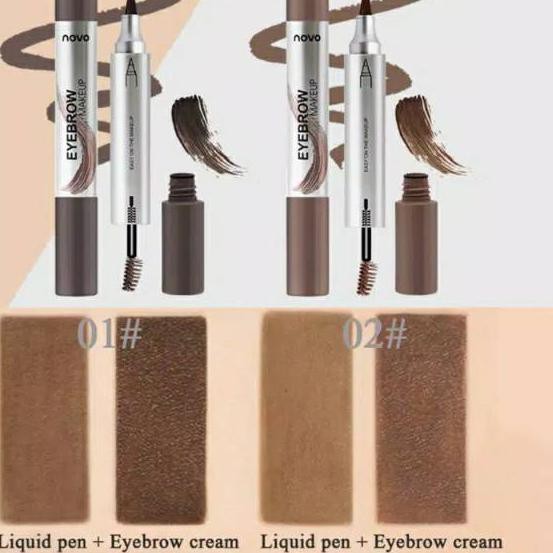 Diskonϟflash Novo brow tatto 2 in 1 spidol plus mascara alis , READY STOCK BANDUNG