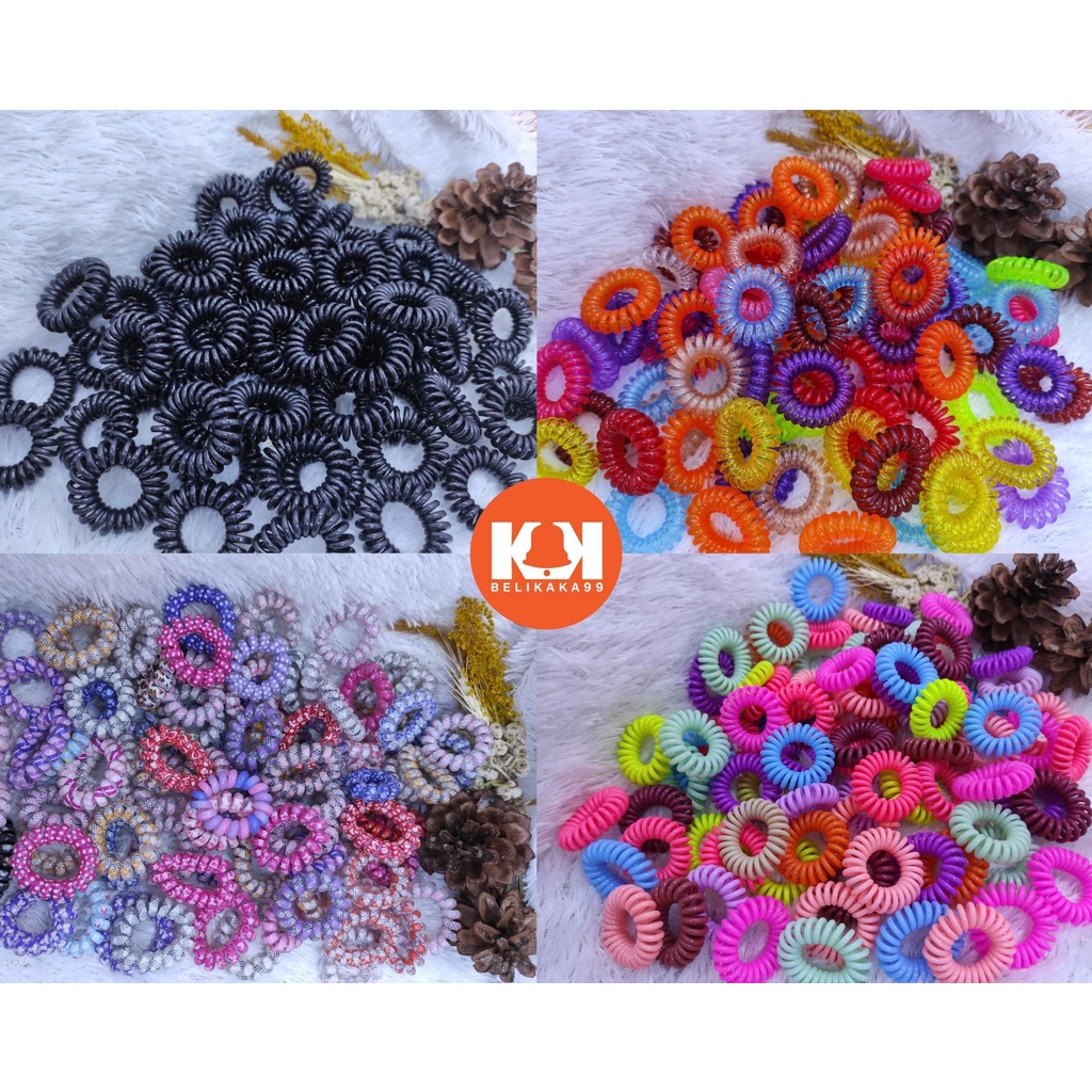 IKAT RAMBUT SPIRAL KABEL UKURAN 5CM / KUNCIRAN RAMBUT SPIRAL KABEL / KUNCIRAN SPIRAL BESAR / KUNCIRAN SPIRAL KECIL / IKAT RAMBUT KARET/ IKAT RAMBUT KABEL
