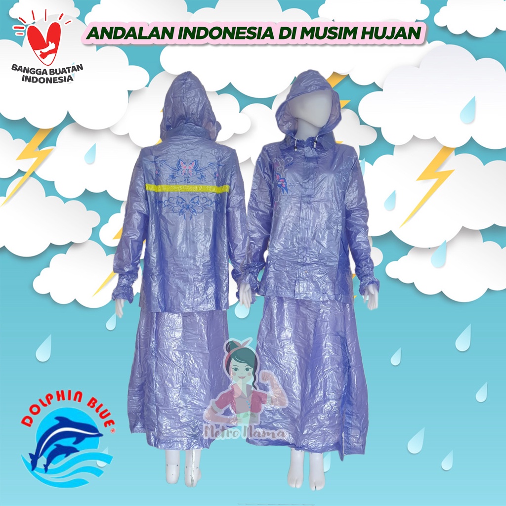 Jas Hujan Wanita Setelan Jaket Rok DOLPHIN BLUE QUEEN 965