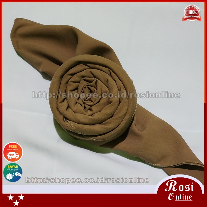 Pashmina Jumbo Syari Wolfis Italiano 200x75 Ala Sabyan Malay Crepe Stretch Polos-Mocca