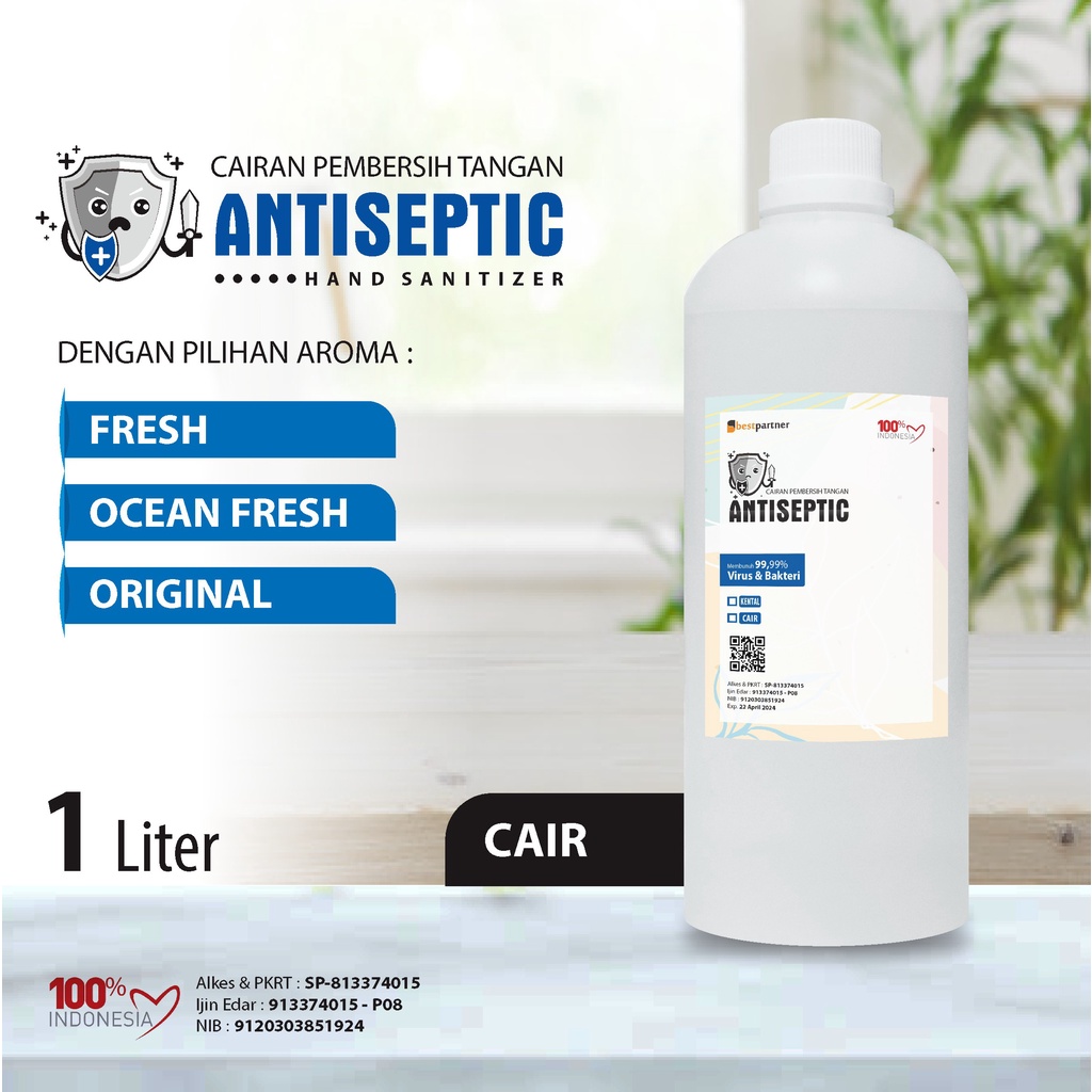 Hand Sanitizer Cair Putihan Antiseptic Variasi Macam Aroma Segar 1 Liter Botol Free+ Free Bubble Wrap