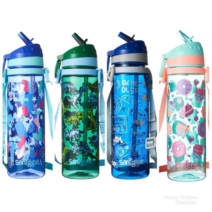 STOCK TERAKHIR SMIGGLE DIZZY DRINK UP STRAP BOTTLE - BOTOL MINUM TALI SMIGGLE - HIJAU DINO GROSIR