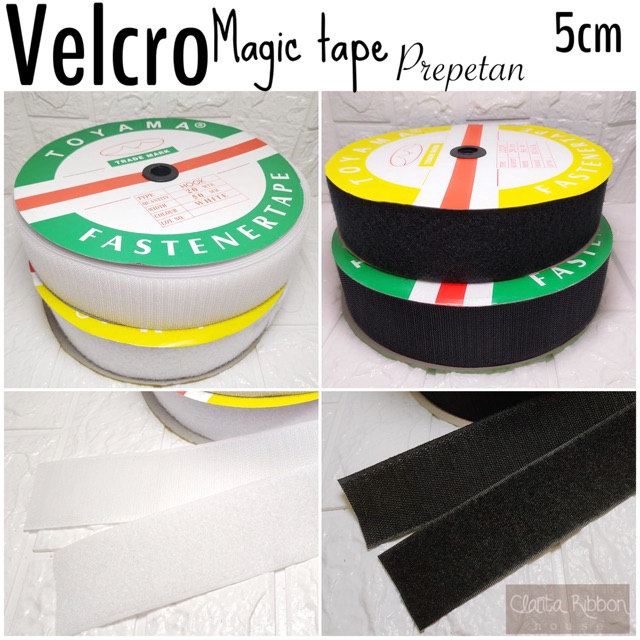 Velcro / Magictape Prepetan Perekat Hitam Putih Lebar 5cm