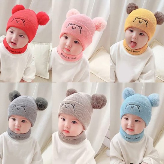 Topi kupluk bayi karakter beruang lucu imut / kupluk bayi laki-laki/ topi anak perempuan terbaru