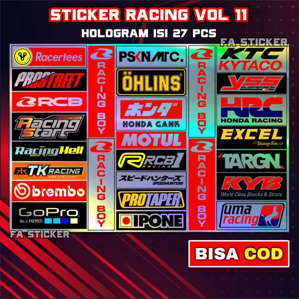 Stiker Pack Racing isi 22 25 27 30 Sticker Racing Stiker Sponsor Stiker Helm Stiker Motor Sticker Motor