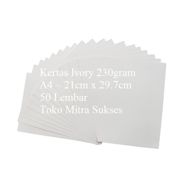

Kertas Ivory 230gram A4 isi 50 Lembar