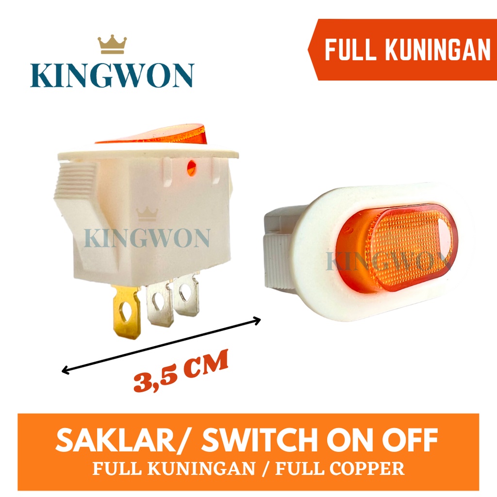 SAKLAR SWITCH ON OFF 3 KAKI 3 PIN MINI ORANGE KECIL