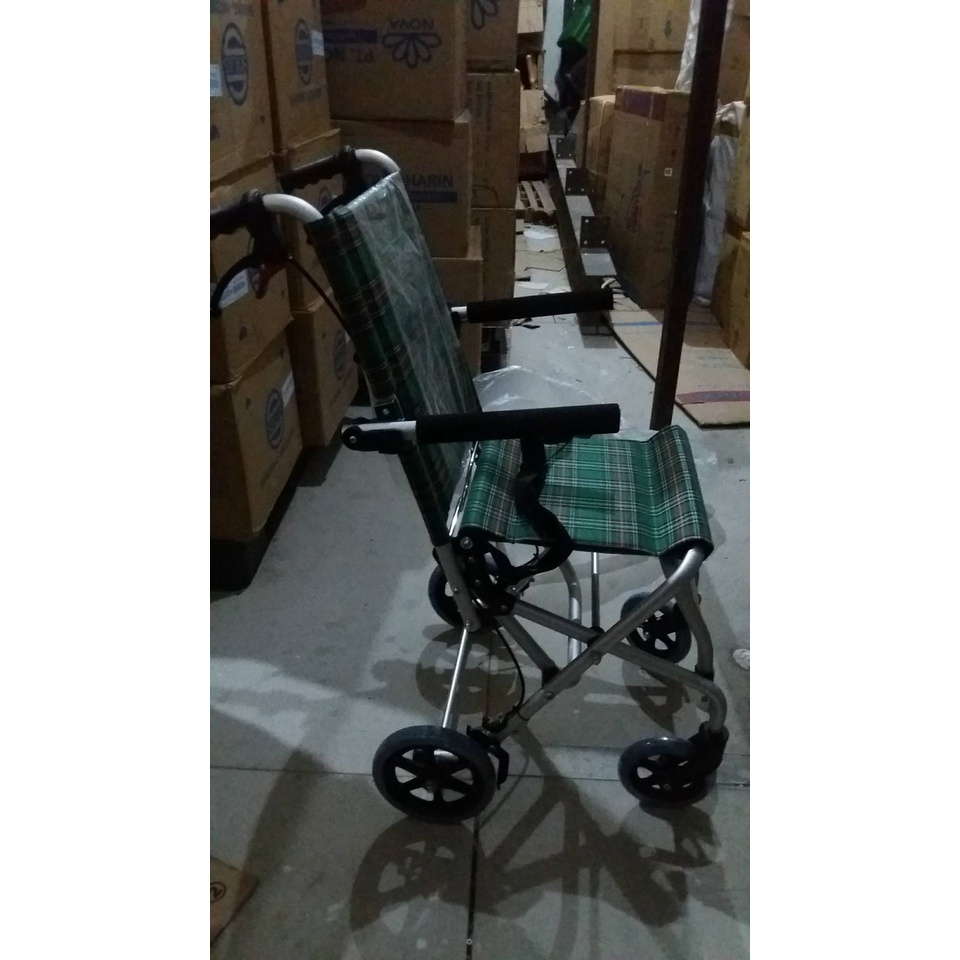 KURSI RODA TRAVELING murah sby | MOTIF KOTAK KOTAK HIJAU - ky 900lb - alkes murah surabaya