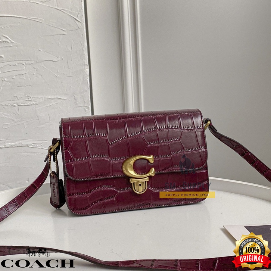 TAS WANITA COACH STUDIO CROSSBODY BAG EMBOSSED LEATHER RED 6640