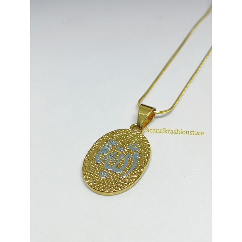 PROMO KALUNG Titanium Plus Liontin Gold Lafadz Allah FASHION WANITA/PRIA ANTI KARAT SELAMANYA LIOTIN