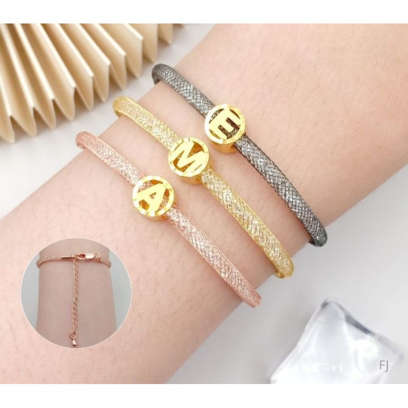 Gelang Emas Initial Huruf Kadar 375