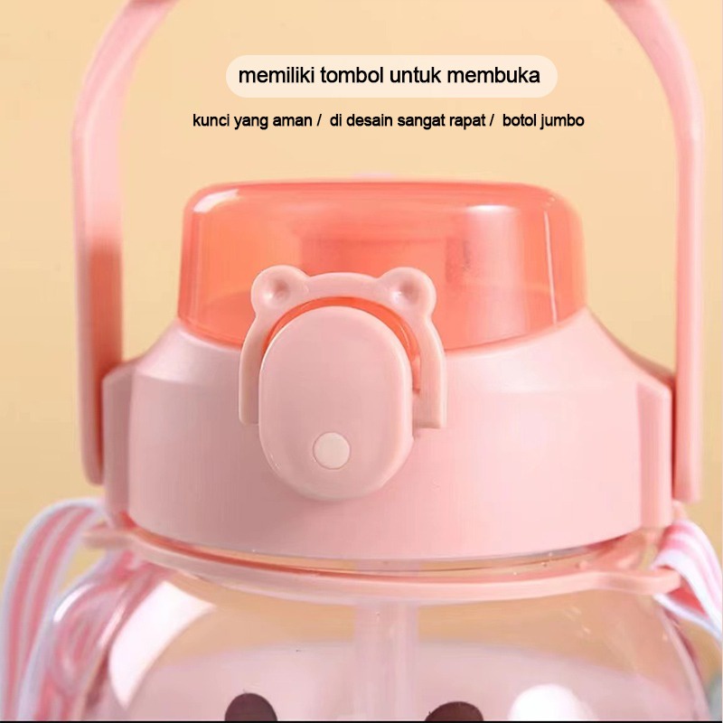 Botol minum anak lucu botol minum beruang gemoy bening 1,4 liter 1019