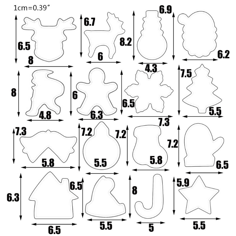 Zzz 16pcs / Set Cetakan Pemotong Biskuit / Cookies Emboss Untuk Natal