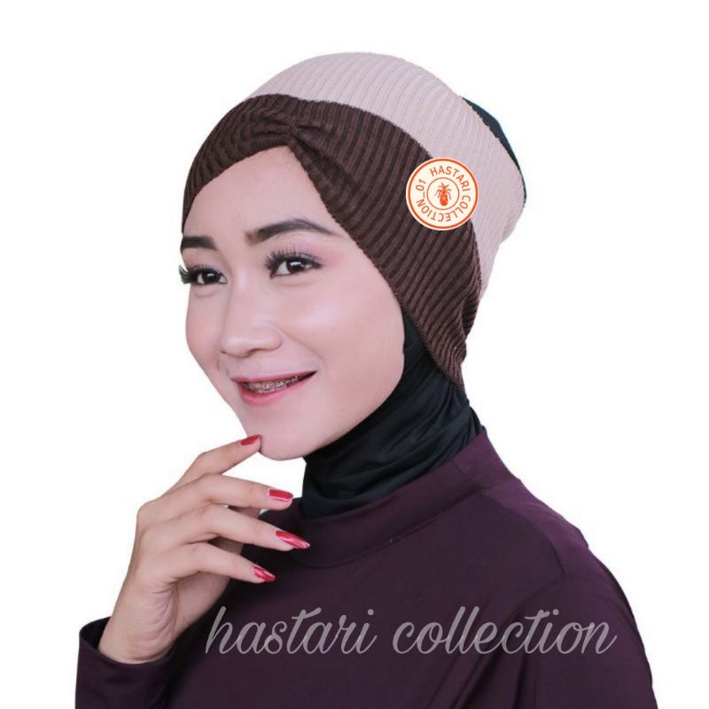 Bandana CIPUT rajut RISTY TAGOR kerut two tone (risty) dua warna