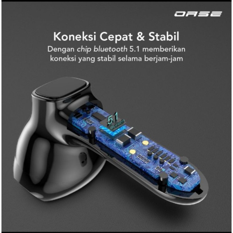 OASE Hero-T TWS Bluetooth 5.1 Earphone Ultra HD Audio Headset Q.C Type C Garansi Resmi 1 Tahun DE-T1