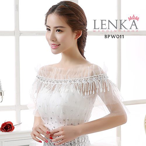 [TOKO TERPERCAYA] BOLERO WEDDING PENGANTIN SABRINA RENDA BROKAT PUTIH BPW011