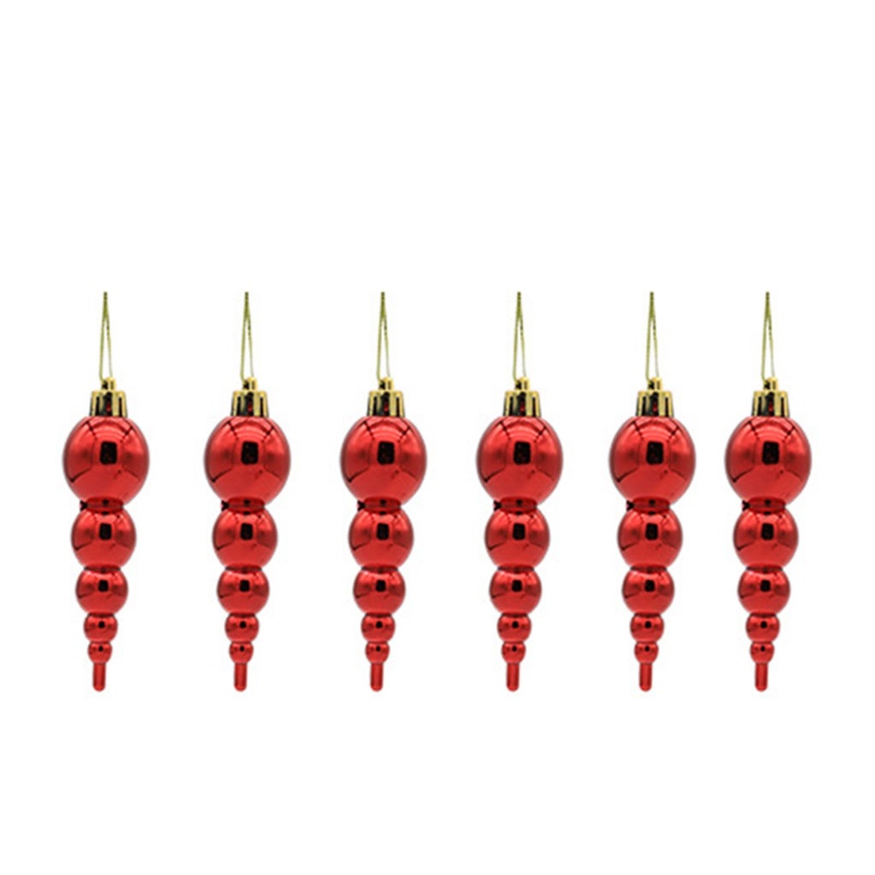 5pcs Ornamen Gantung Pohon Natal Bahan Plastik Warna Metalik Glitter Anti Pecah