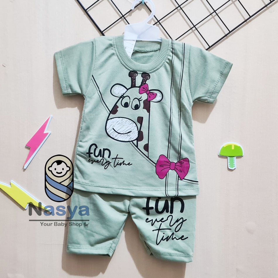 [RS-011] Setelan Baju, Anak perempuan usia 3-12 bulan  motif KEREN