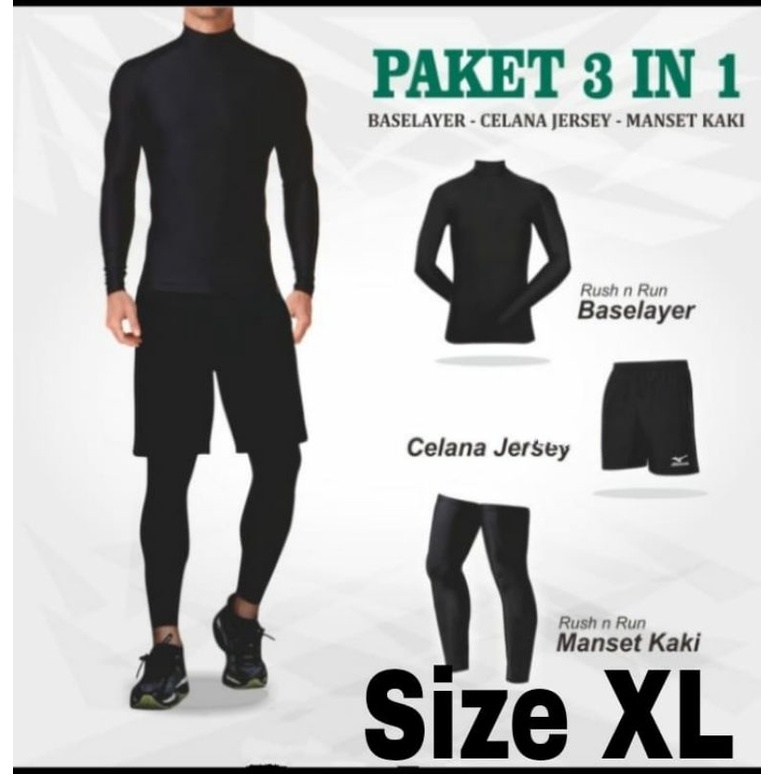 full set Baselayer manset olahraga pria wanita