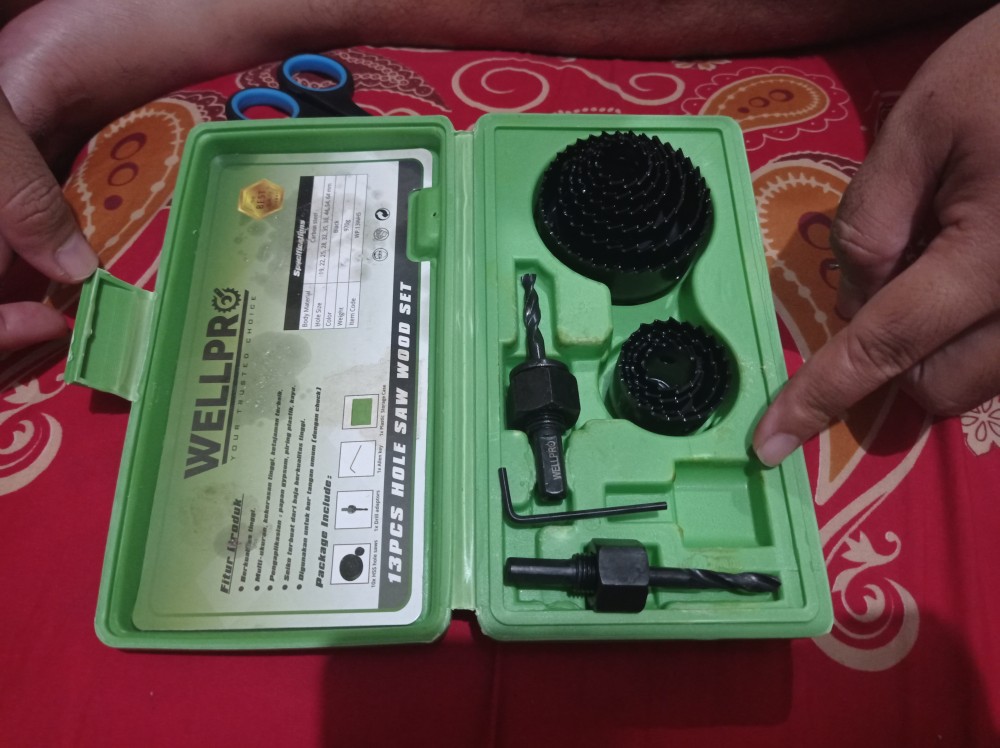 Wellpro Holesaw Kit Hole Saw Set 13 Pcs Carbon Steel Mata Bor Pelubang Kayu Termurah Berkualitas