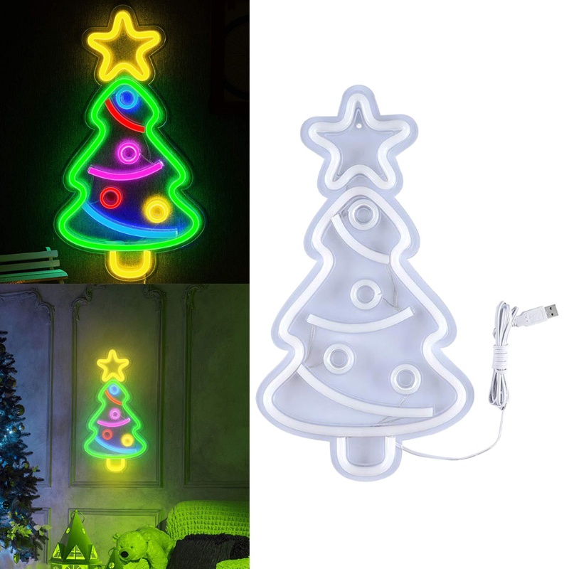 Zzz Lampu Neon LED Tenaga USB Untuk Dekorasi Pohon Natal / Rumah / Pesta / Bar / Festival