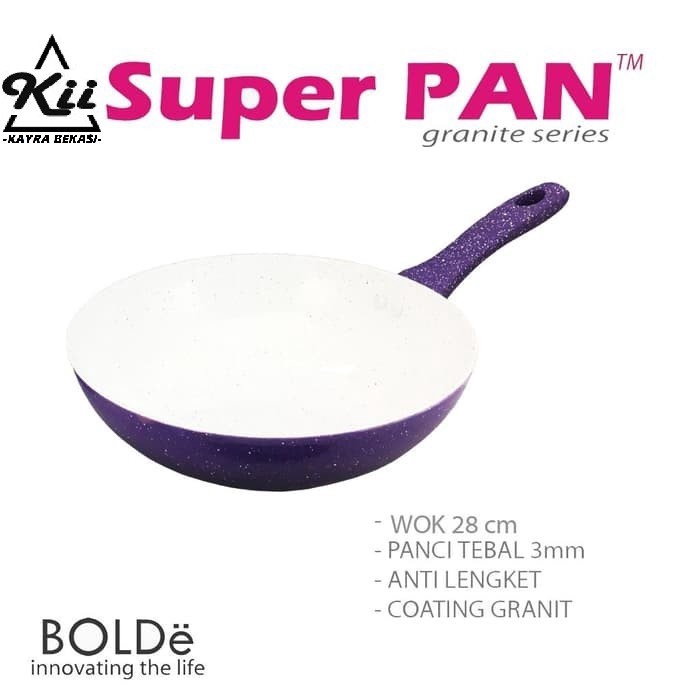 BOLDe Super Pan Purple 28cm - Wok Pan Purple 28cm - Wajan Penggorengan