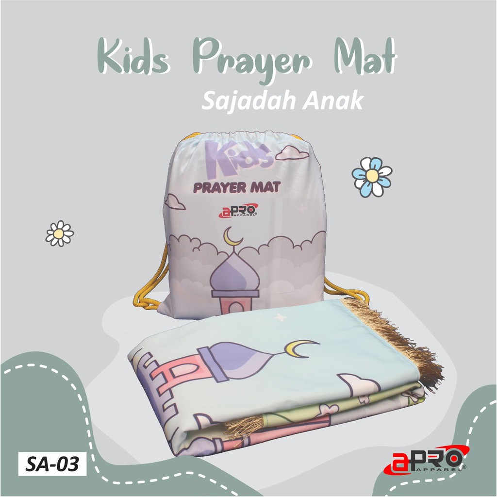 Sajadah Anak Premium Empuk Elegan Motif Printing Sejadah Prayer Mat Anti Slip Original Apro Apparel