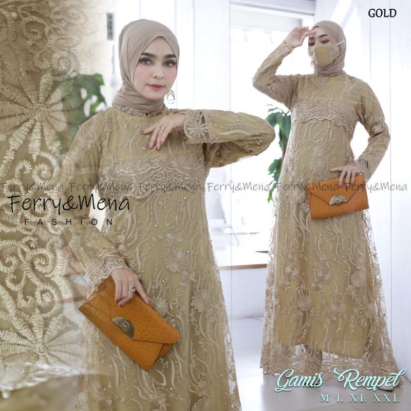 Fashion wanita gamis realpict//gamis tulle remple//gamis tulle tebal mewah//gamis modern