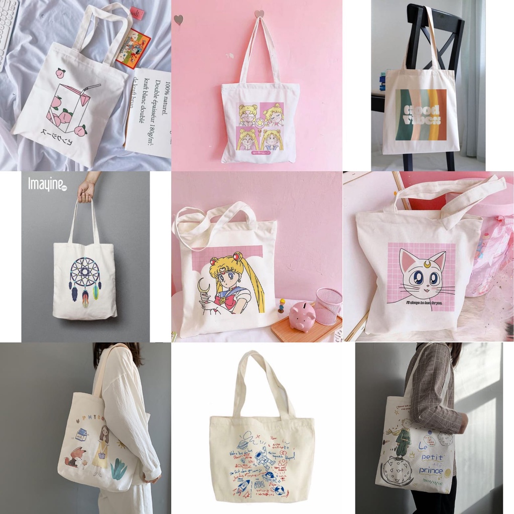 TOTEBAG/TOTE BAG KANVAS WANITA MOTIF TERMURAH CUSTOM PAKAI RESLETING