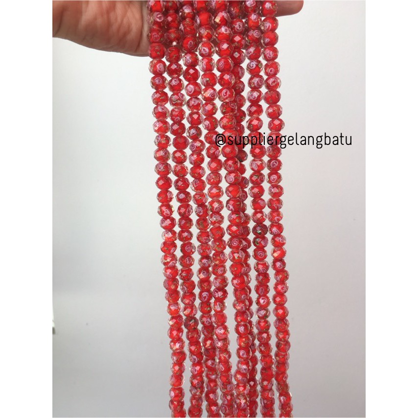 Lampwork Crystal Murano 12x10mm Bahan Kristal Ceko Mawar Merah Bening Premium Aksesoris perhiasan