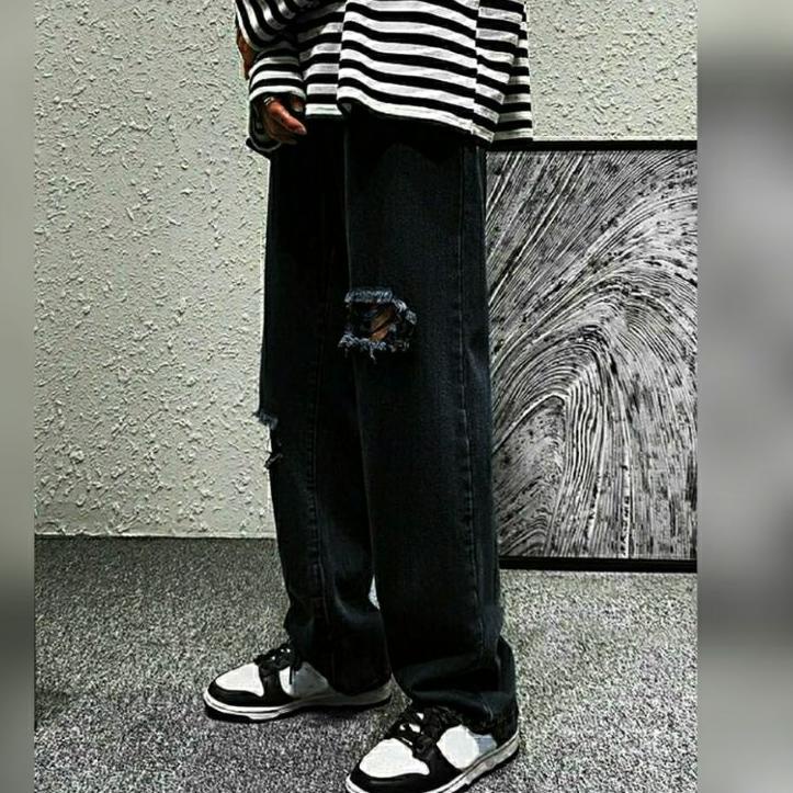 Tren Kekinian.. CELANA SOBEK PRIA RIPPED JEANS STANDAR REGULER BASIC JINS ROBEK GOMBRANG 27-38