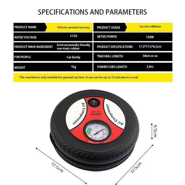 Pompa Angin Ban Mobil Motor Sepeda Mini Air Compressor Tire Kompresor Portable Darurat Emergency