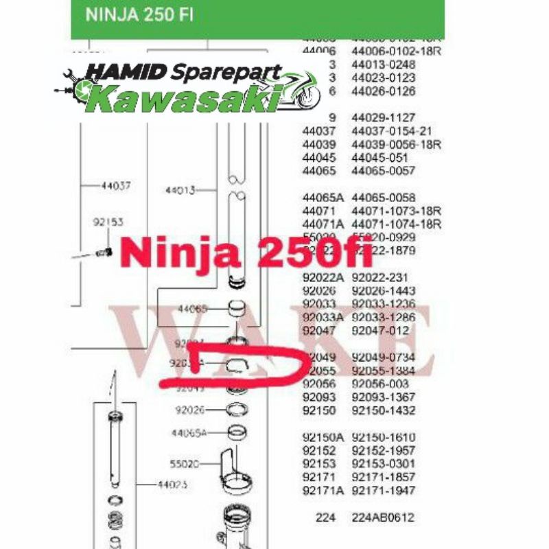 Ring snap ganjel ganjal seal shock depan Ninja 250 300 Fi 250fi 300fi Abs Original kawasaki KGP