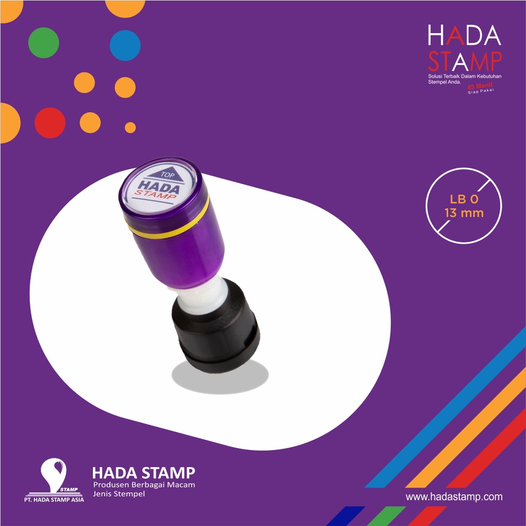 

Bikin Stempel Cap Pesan Stempel Flash Stempel Kilat Free Setting Design Tinta Waterproof LB0 diameter 1,3 cm
