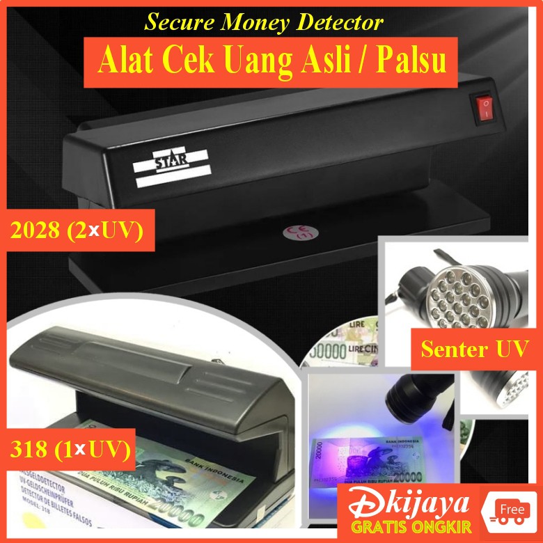 Alat Pendeteksi Uang Kertas Asli atau Palsu - Money Detector TK2028 318 SENTER LED LAMPU ULTRAVIOLET