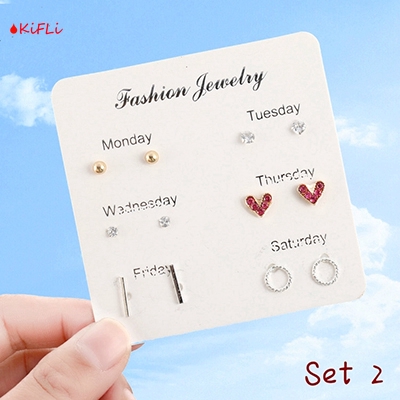 【12 Model】Perhiasan Anting,Tusuk Gantung Desain,Kuping Kucing Kecil,Untuk Wanita